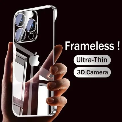 Luxury Plating Frameless Transparent Case for iPhone 14 11 16 13 Pro Max 15 Plus Glass Camera Protection Ultra Thin Hard PC